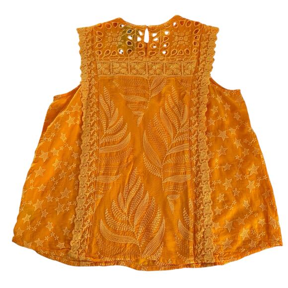 Johnny Was Leafy Concetta Blouse Yellow Boho Embroidered High Neck Size Medium - Picture 7 of 8